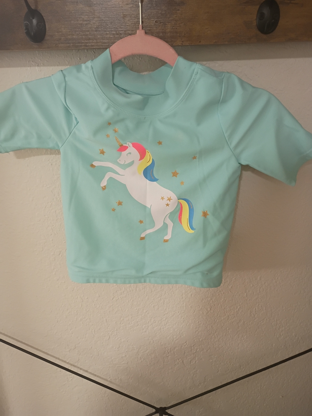 Carter's Mint Green Girls Swim Top with Unicorn Accent